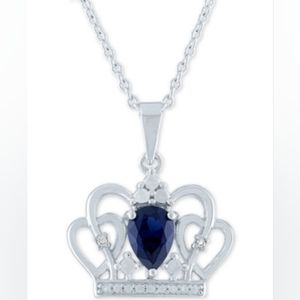 Lab-Created Blue Sapphire & Diamond Accent Crown 18" Necklace
